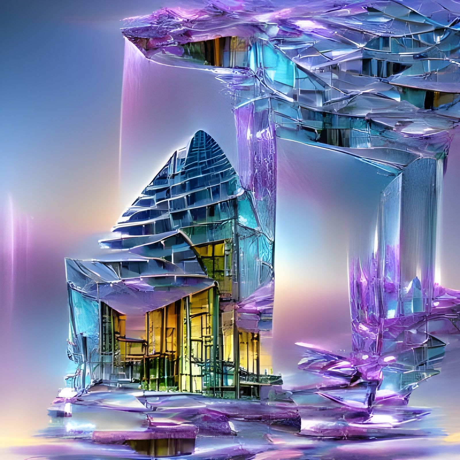 Futuristic City of Crystal Architecture