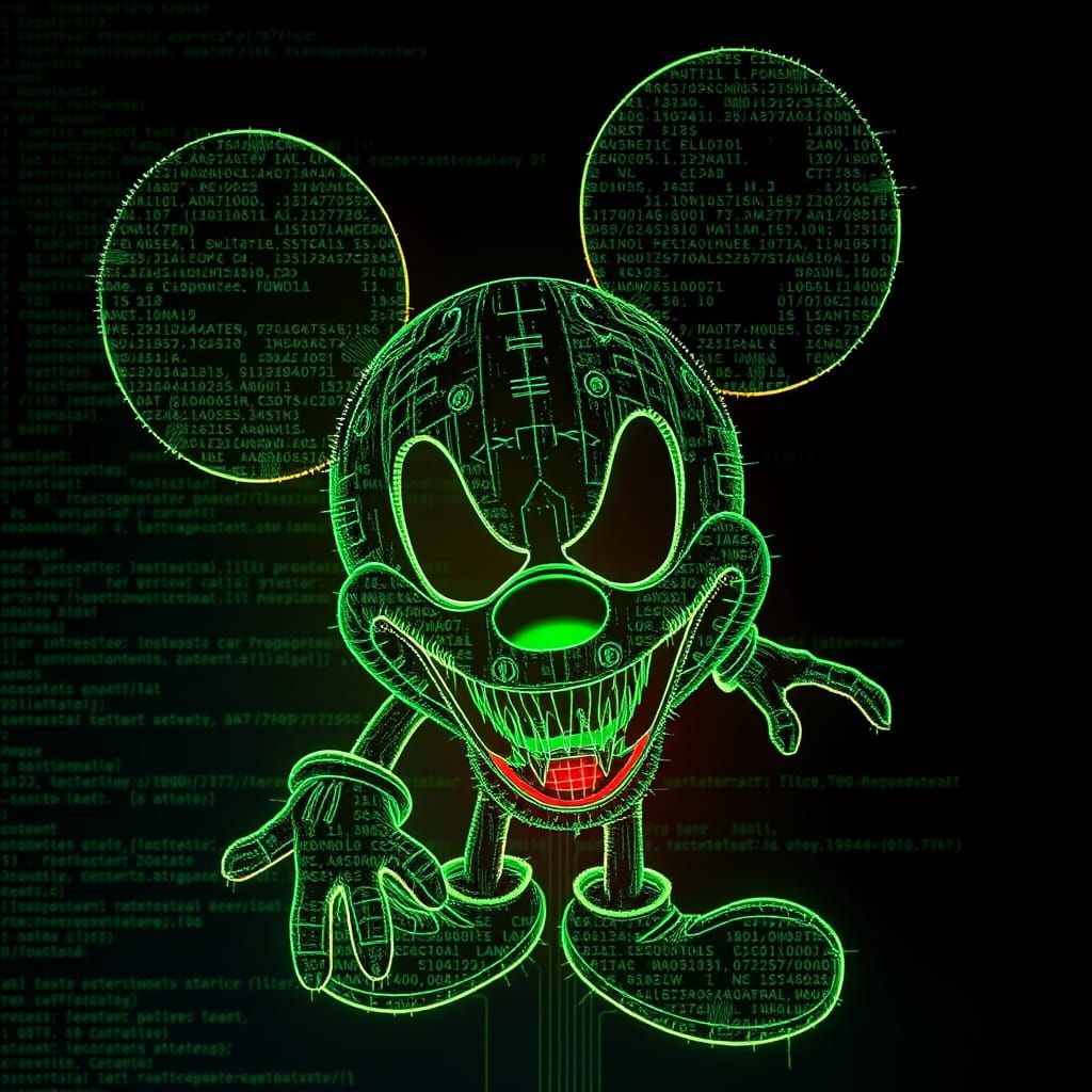 Scary Mickey Mouse as Glitch Art Code