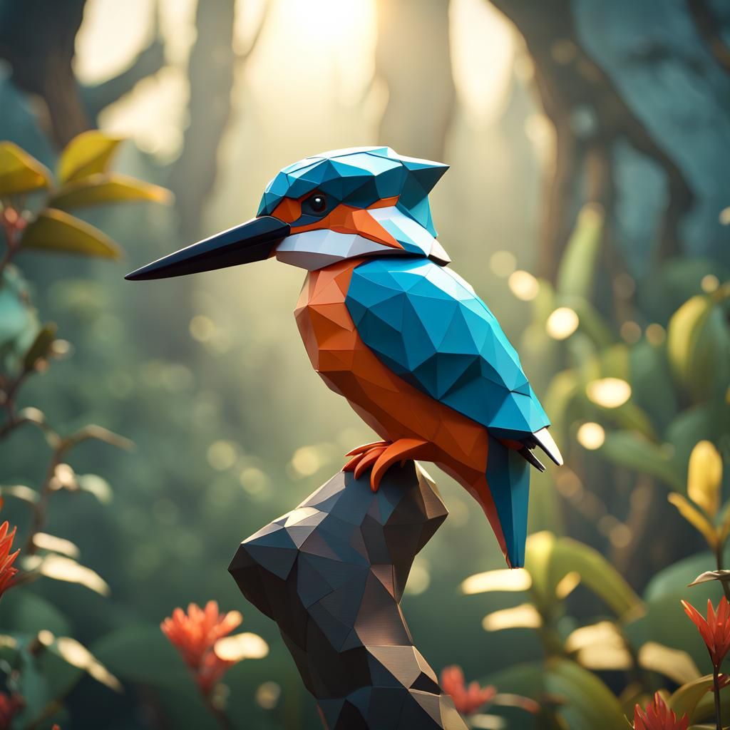Lowpoly kingfisher / 02