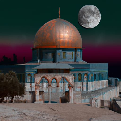 Al-Aqsa Mosque in Moonlight: Detailed Matte Painting