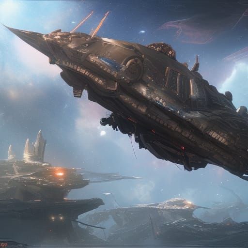 Hyperdetailed Space Battleship in Cinematic Style
