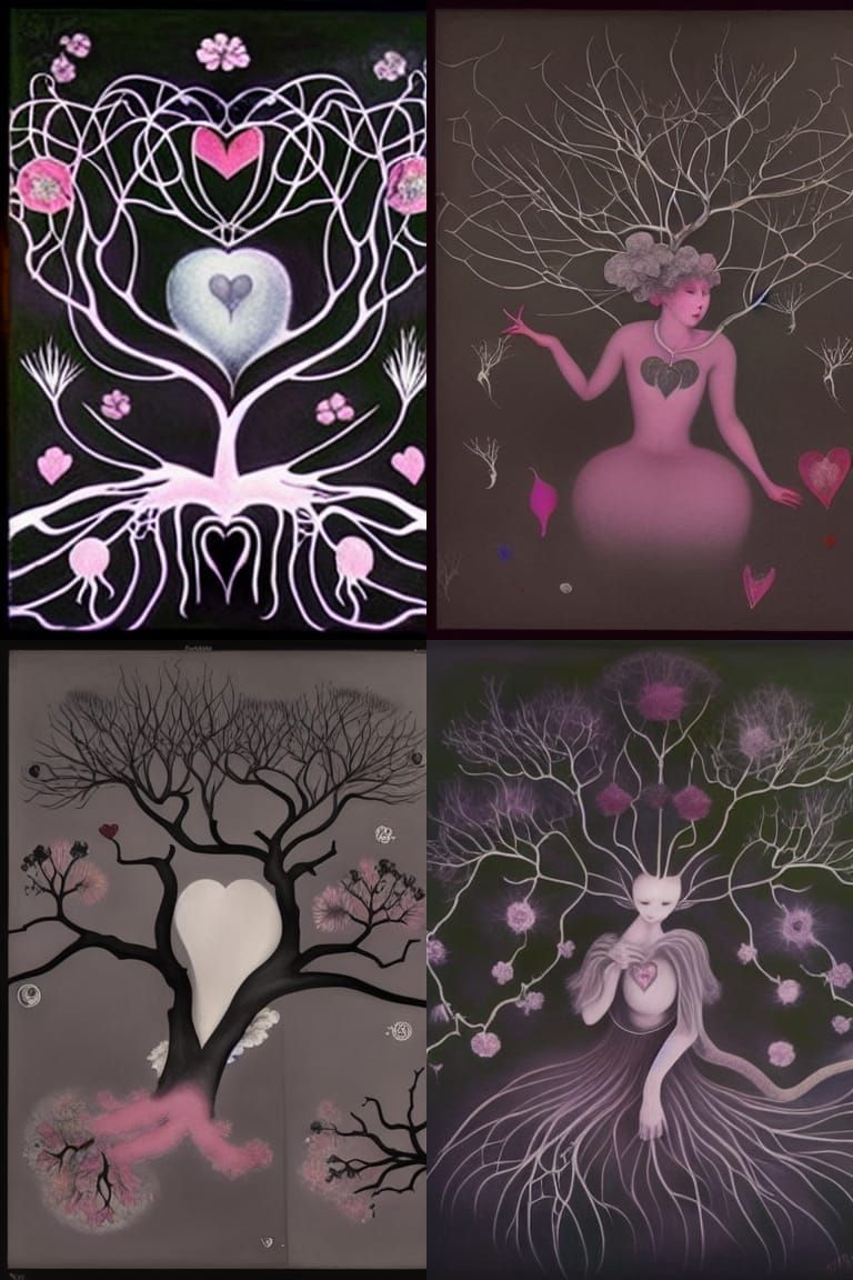 Gothic Blossoms: A Surreal Gouache and Pastel Scene