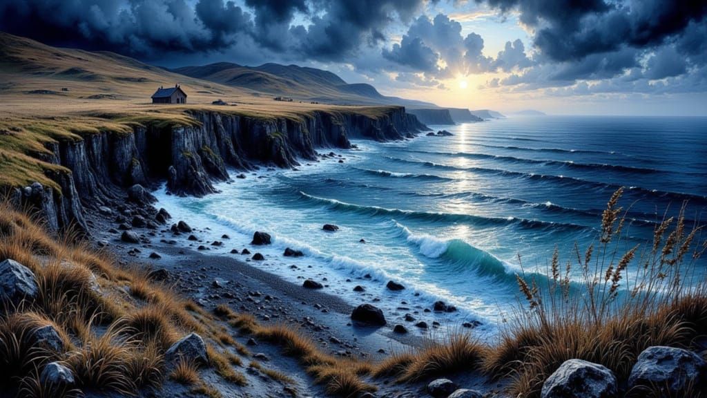 Dramatic Irish Coast in Ethereal Light