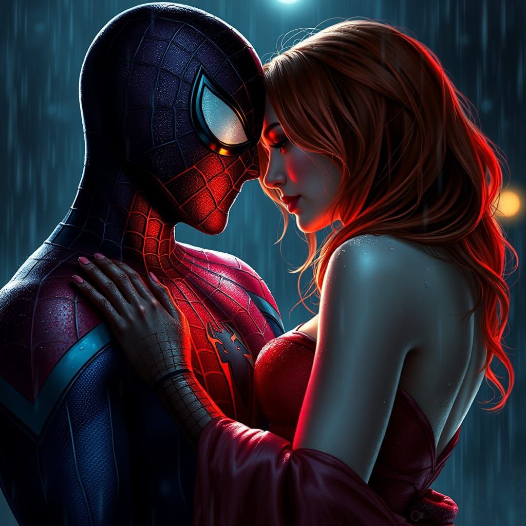 Spider-Man and Mary Jane: Romantic Rainy Night