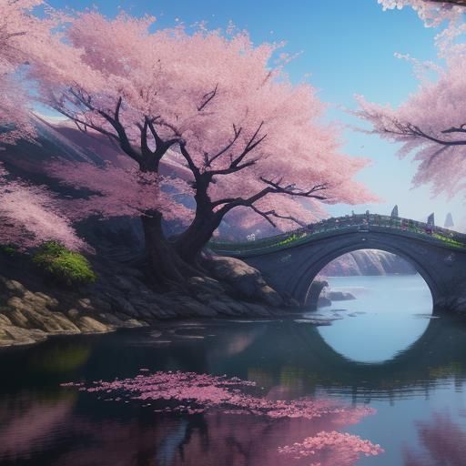 Detailed Cherry Blossom Fantasy Concept Art