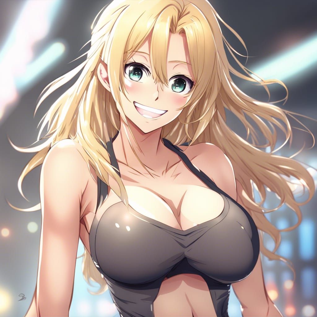Smiling Blonde Girl in Anime Style, 4K