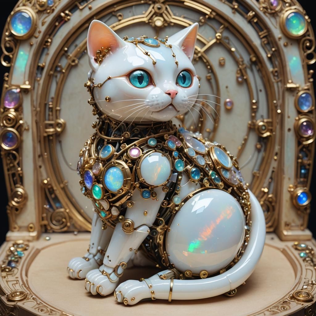 Opal Robotic Cat in Gem Circuit Box