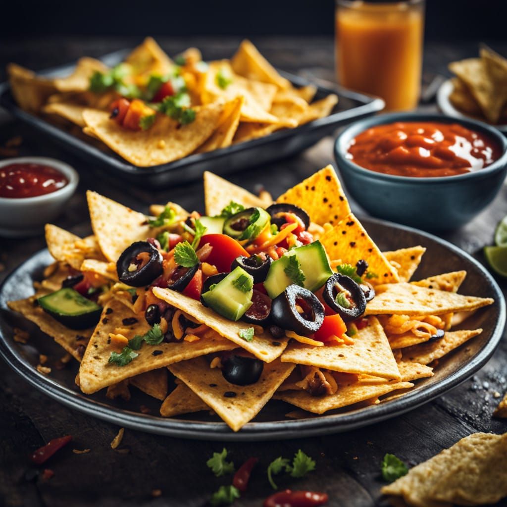 Hyperrealistic Nacho Plate in Cinematic Style