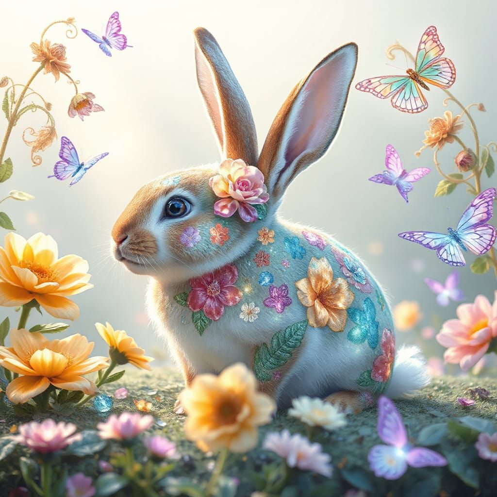 Enchanted Rabbit Blooms as a Flower in Magical Meadow