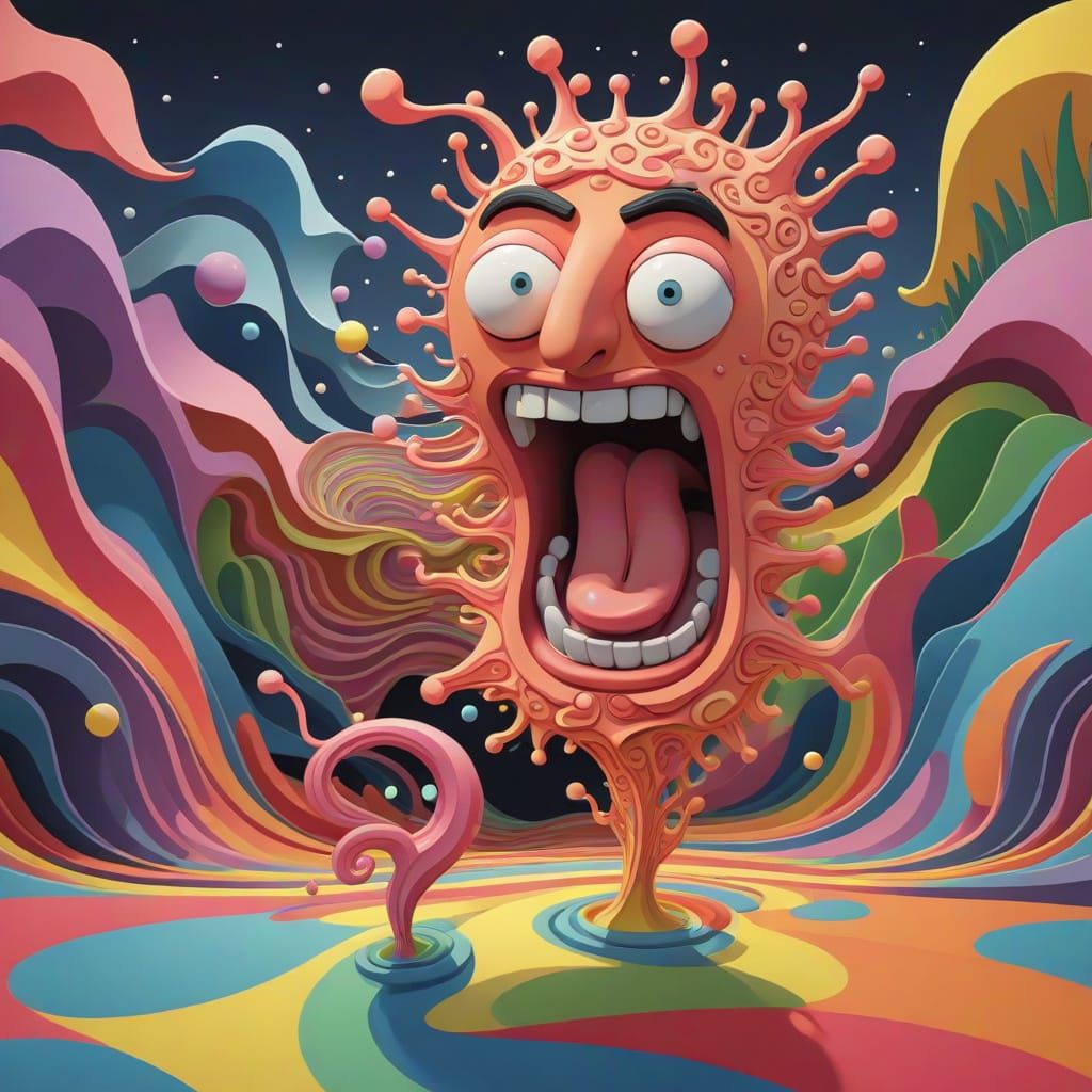 Abstract Fractal of Bob's Burgers in Gouache Style