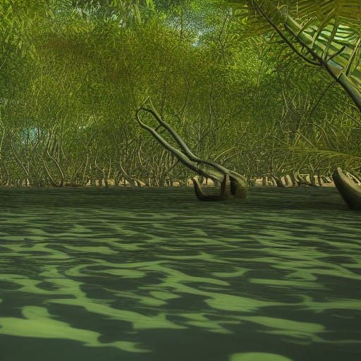 Loango Beach Mangroves: Detailed Matte Painting