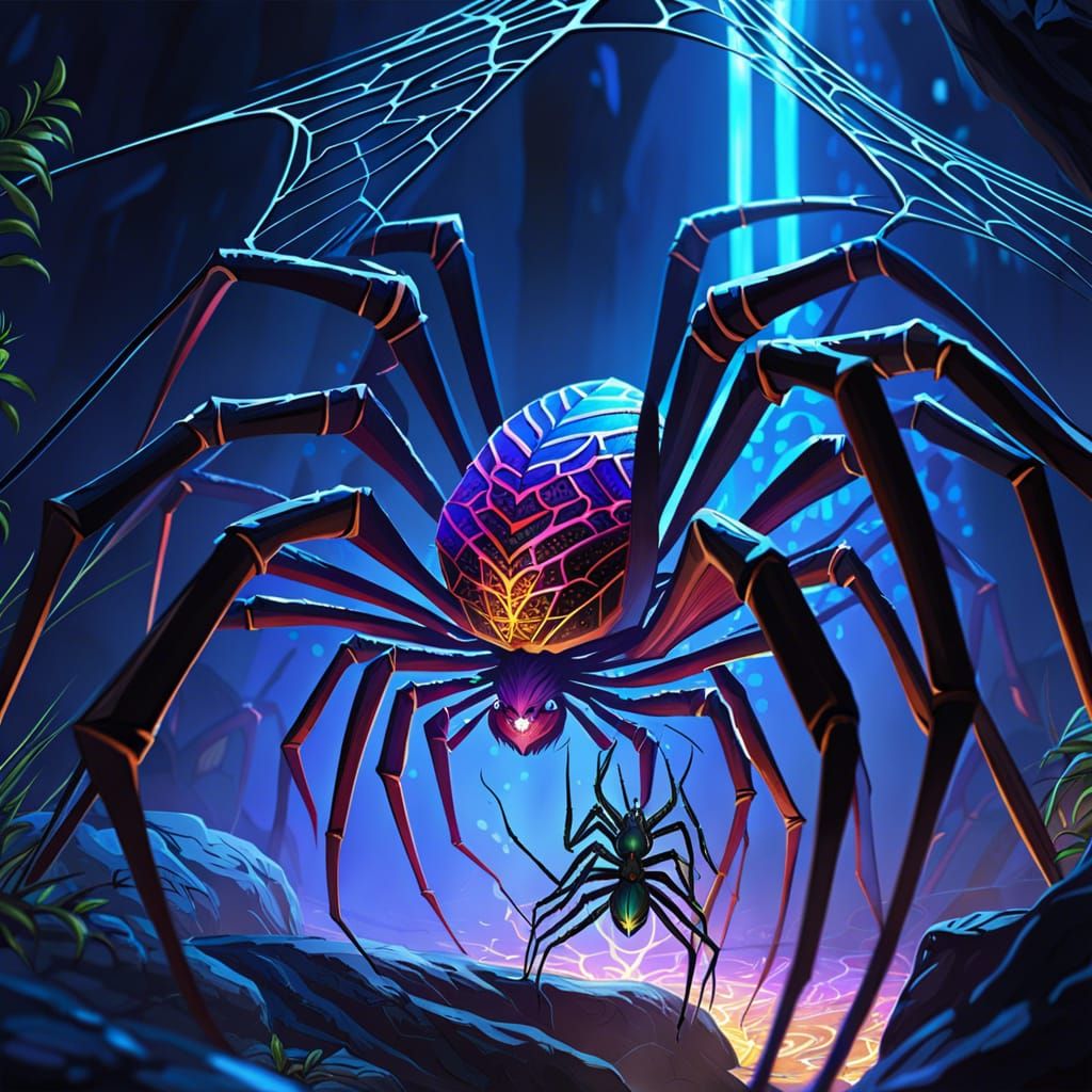 Darkin Spider Beast on Holographic Web in Attack Mode