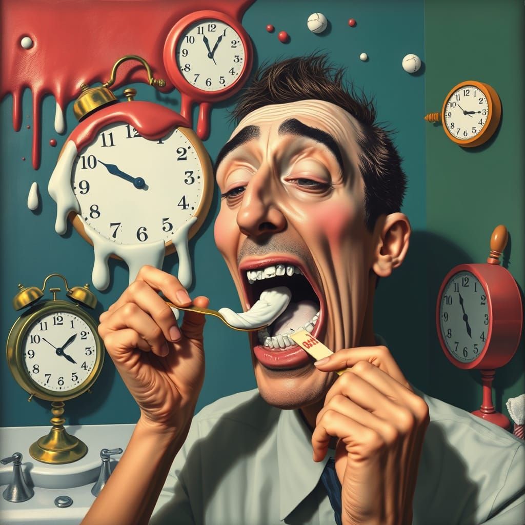 Surreal Toothbrushing Scene in Dali Style