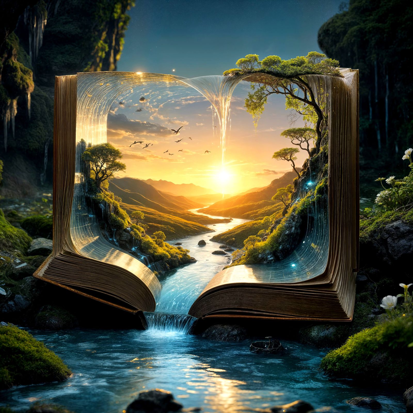 Miniature World Hidden in Ancient Glowing Book