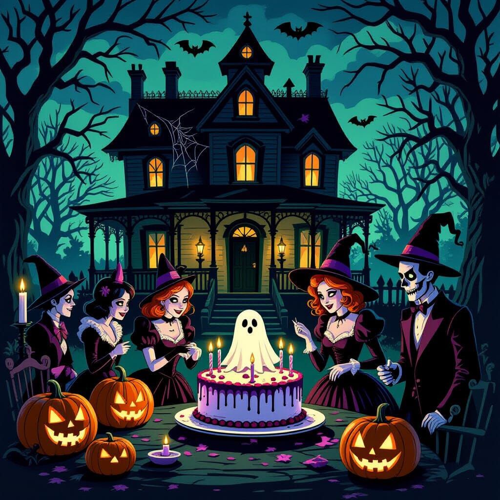 Haunted House Birthday Party at Night