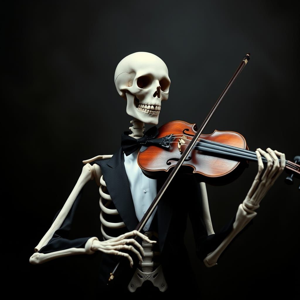 Skeleton Viola Player in Gothic Style
