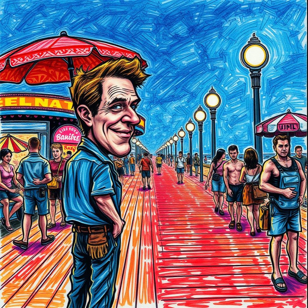 Humorous Caricature Drawing with Vivid Colors