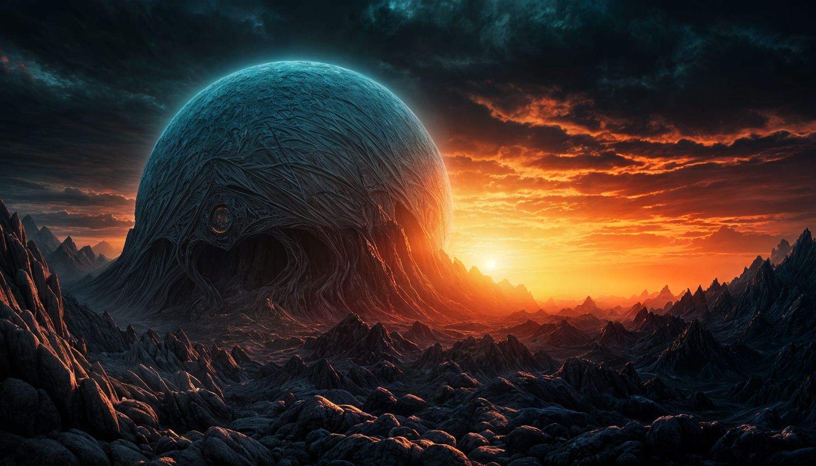 Epic Surrealist Sunrise in a Dark, Granular World