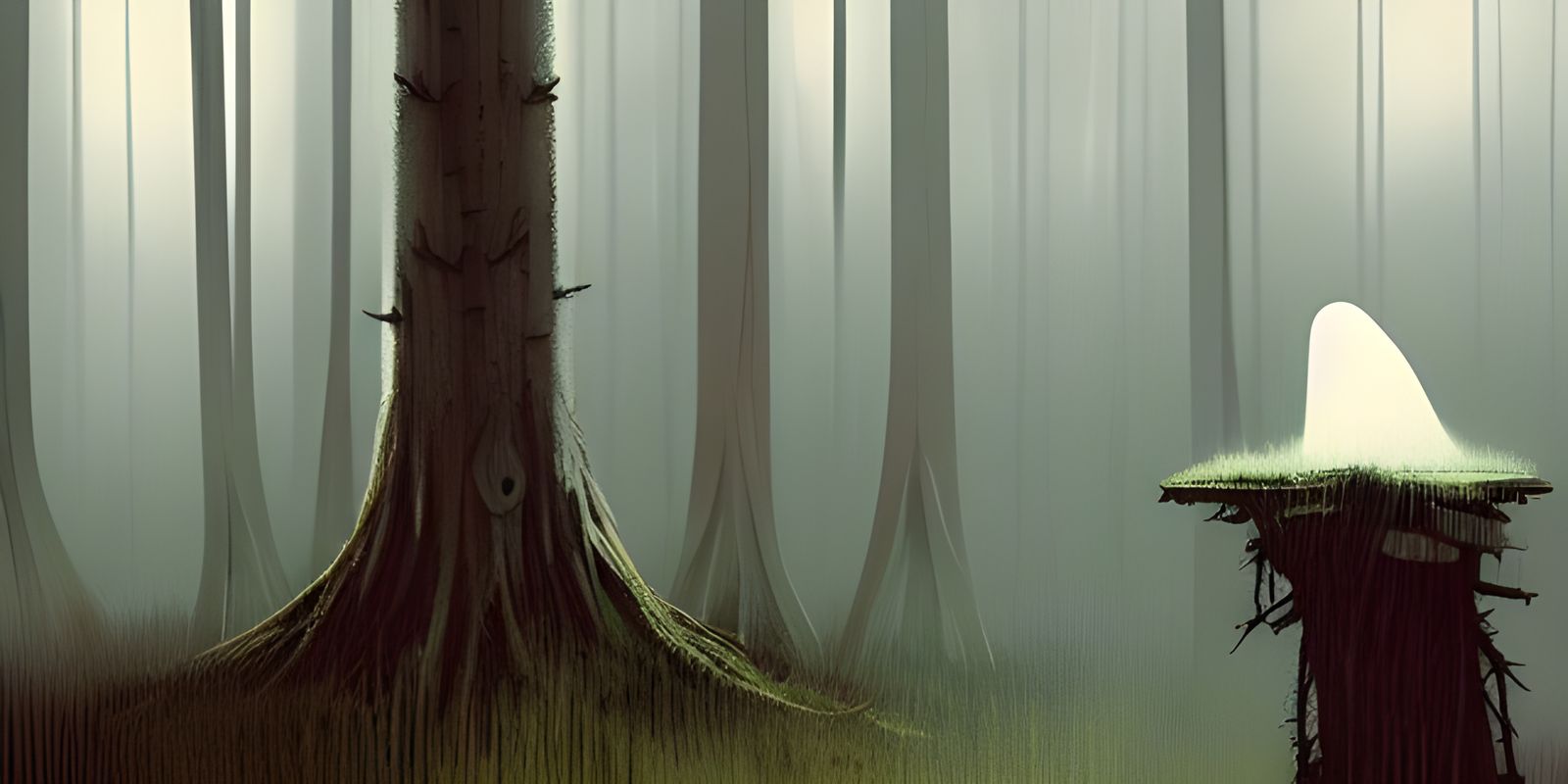Lonely Ghost in Spooky Forest: Matte Painting