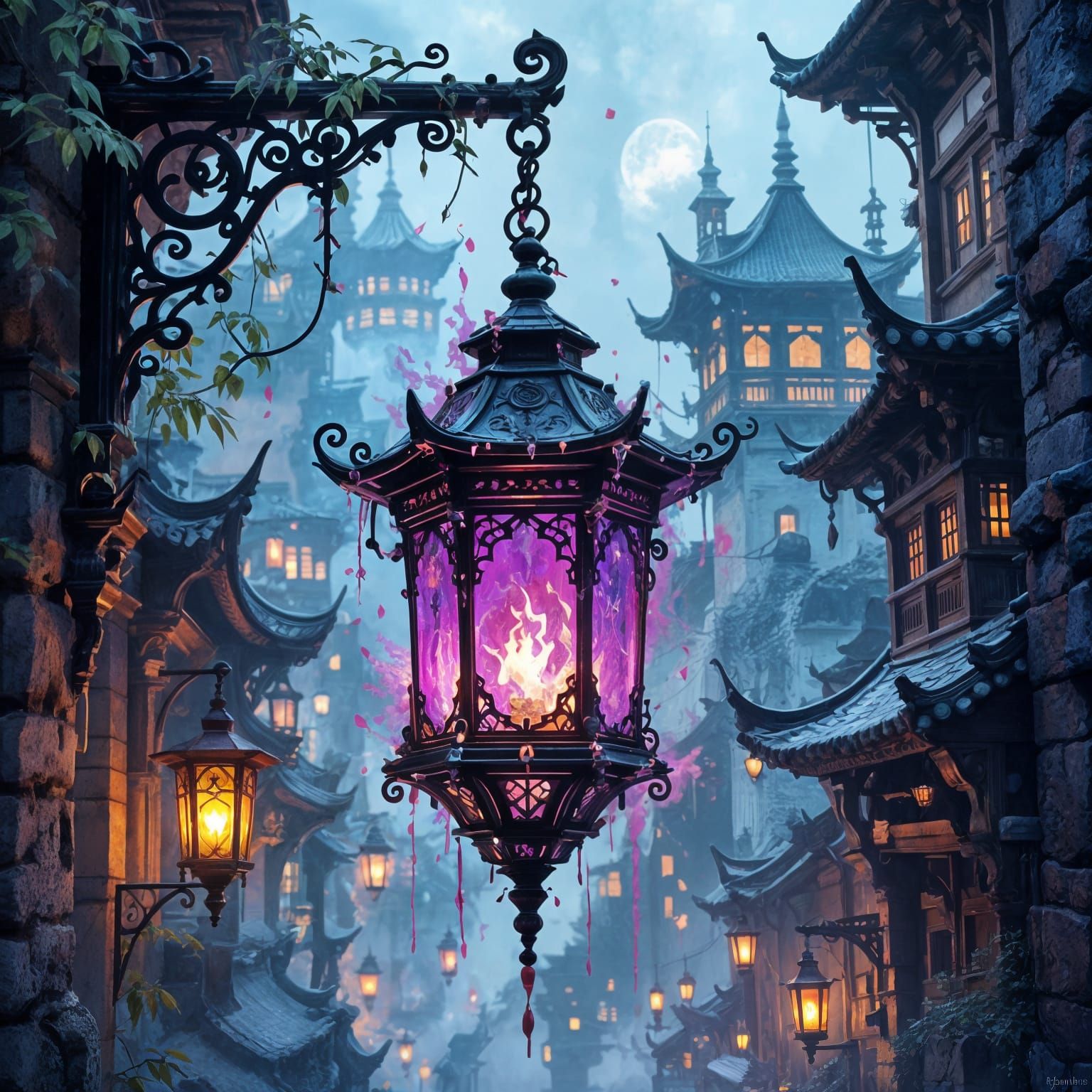 Violet Flame Lantern in Elven City Graffiti