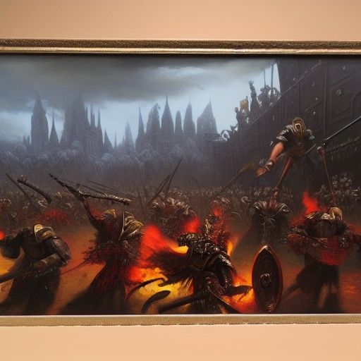 Warhammer Figure in Oil Painting Style