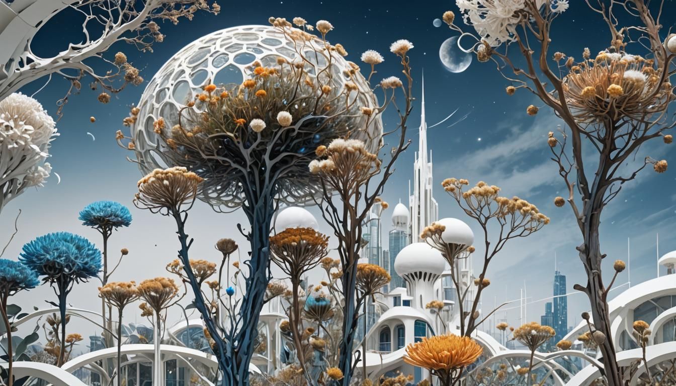 Plant Life with Cosmic City in Fractal Style