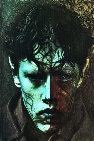 Ethereal Satan Portrait with Lightning in Fantasycore Art