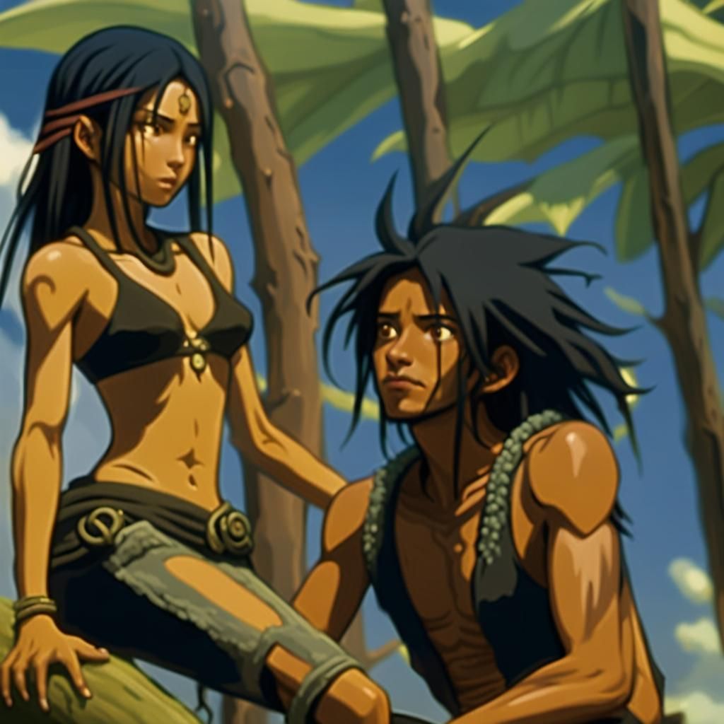 Mystical Jungle Scene of Soulmates in Fantasy Realism