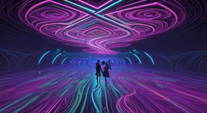 Psychedelic Pop Portrait in Neon Metal Forest