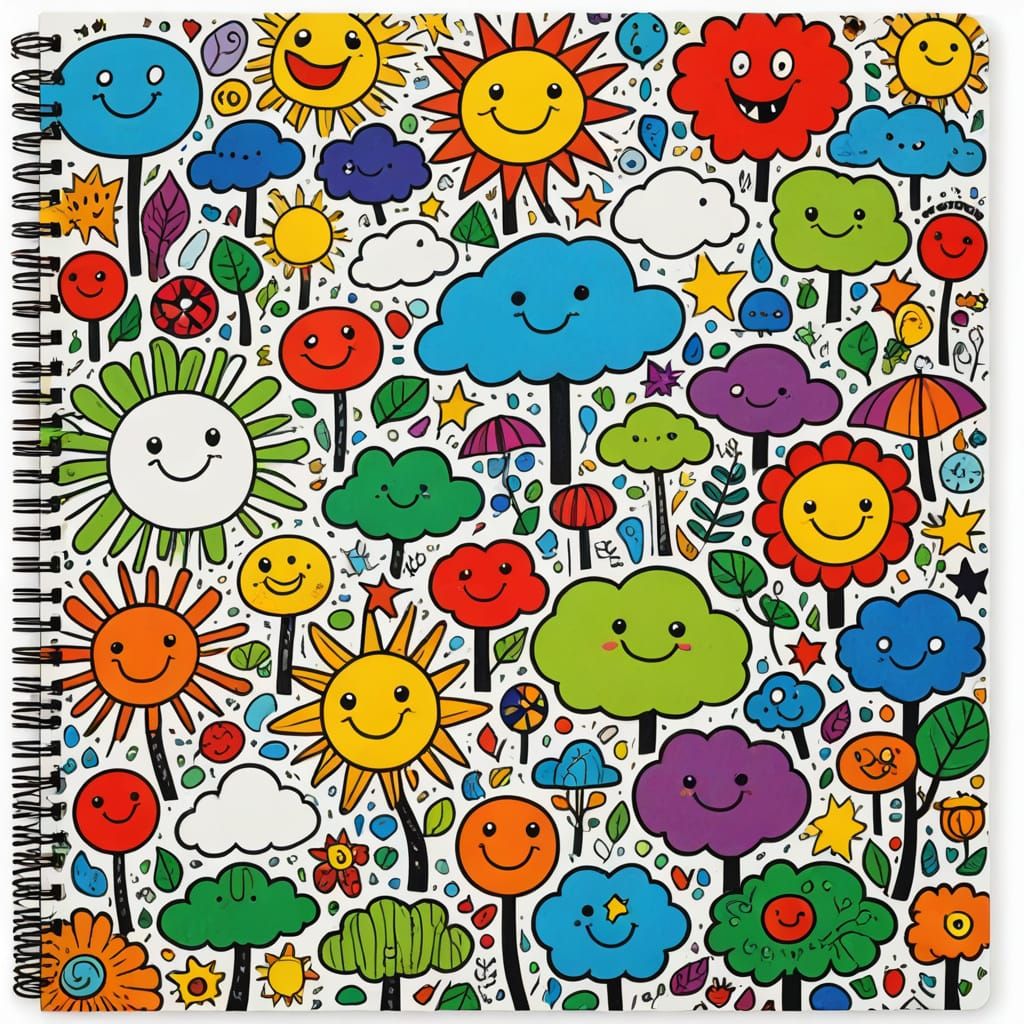 Comic Strip Fan with Doodle Blades in Naive Art Style