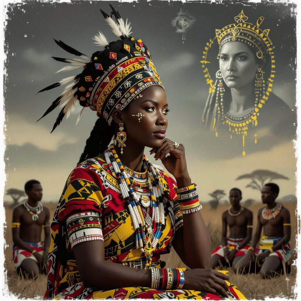 Zulu Queen Portrait with Ethereal Visions