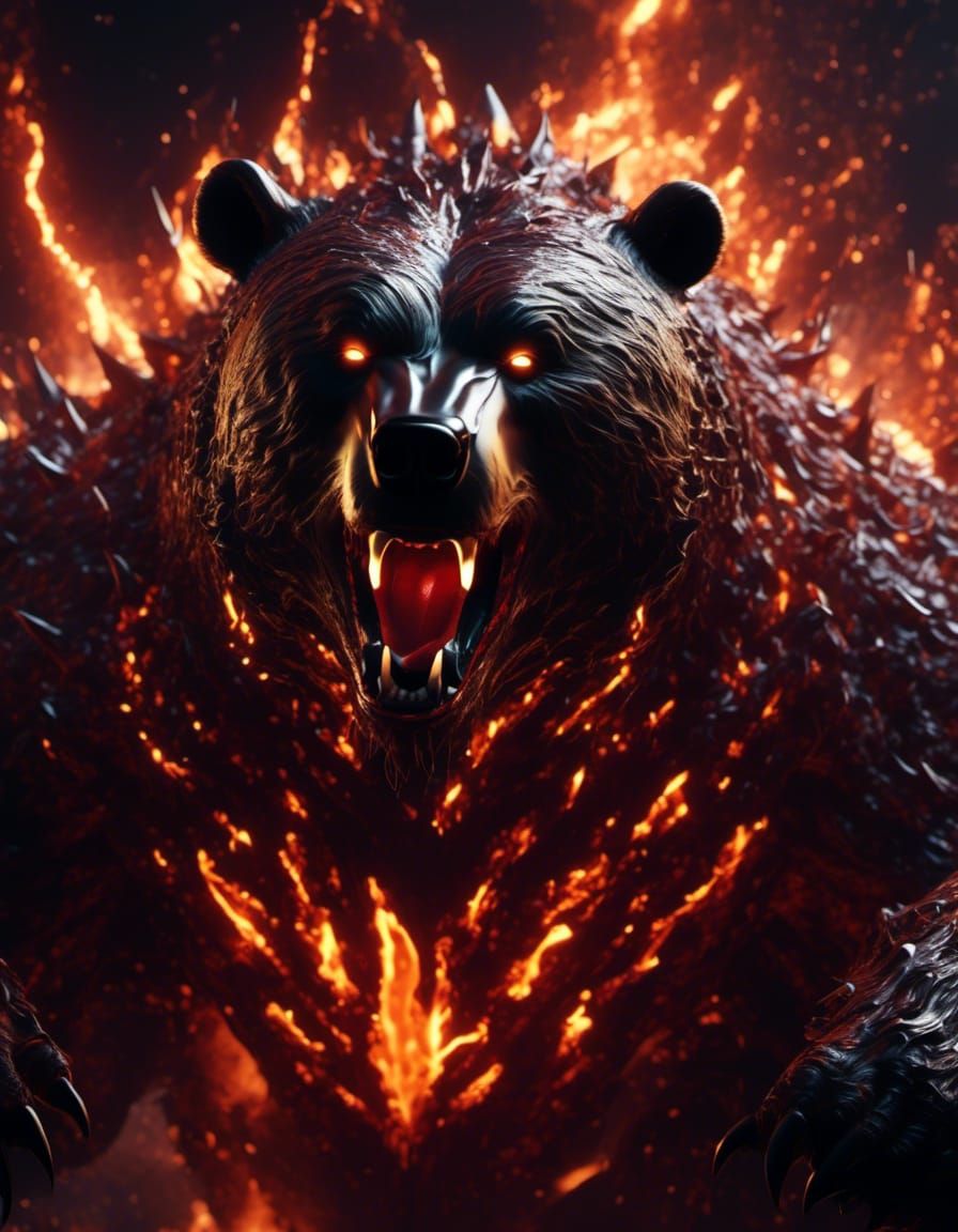 Infernal Bear Demon Ablaze with Lightning