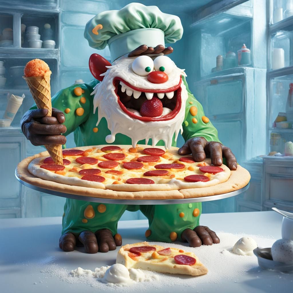 Ice Cream Monster Chef Kneading Dough