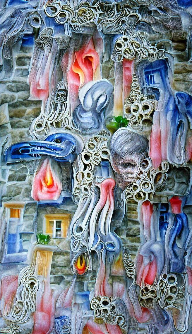 Surreal Quilled Landscape in Watercolor Style