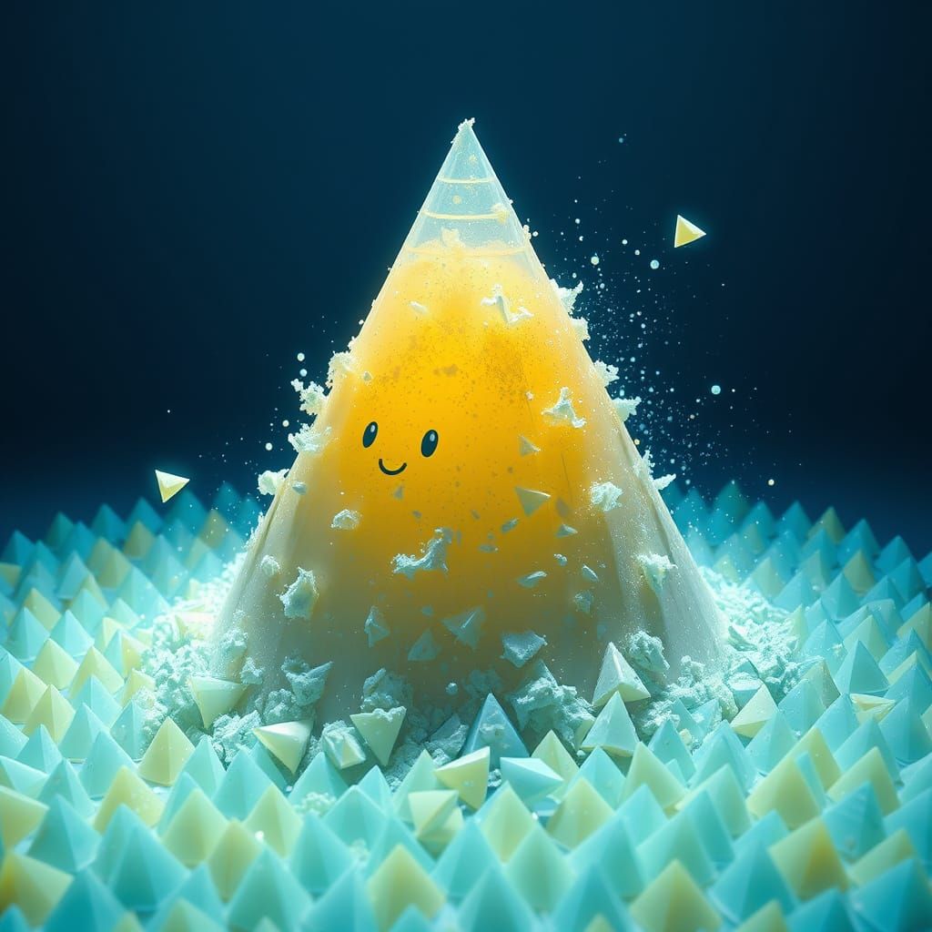 Char-Grilled Glass Cone With Smiling Face