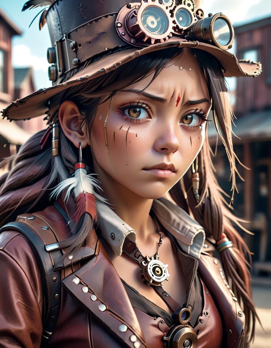 Native American Steampunk Gunslinger Portrait