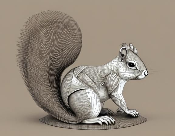 Abstract Squirrel Fractal with Zentangle Patterns