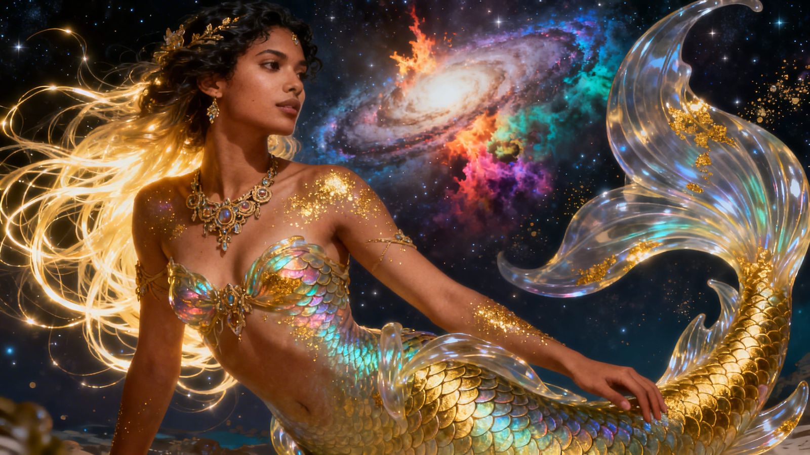 Cinematic Portrait of a Bioluminescent Mermaid