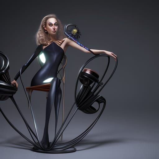 Woman Relaxing in Tim Burton Style Digital Art