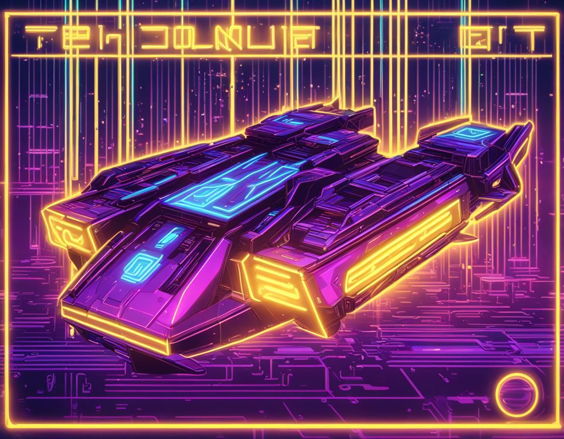 Sleek Spaceship in Cyberpunk Neon Concept Art