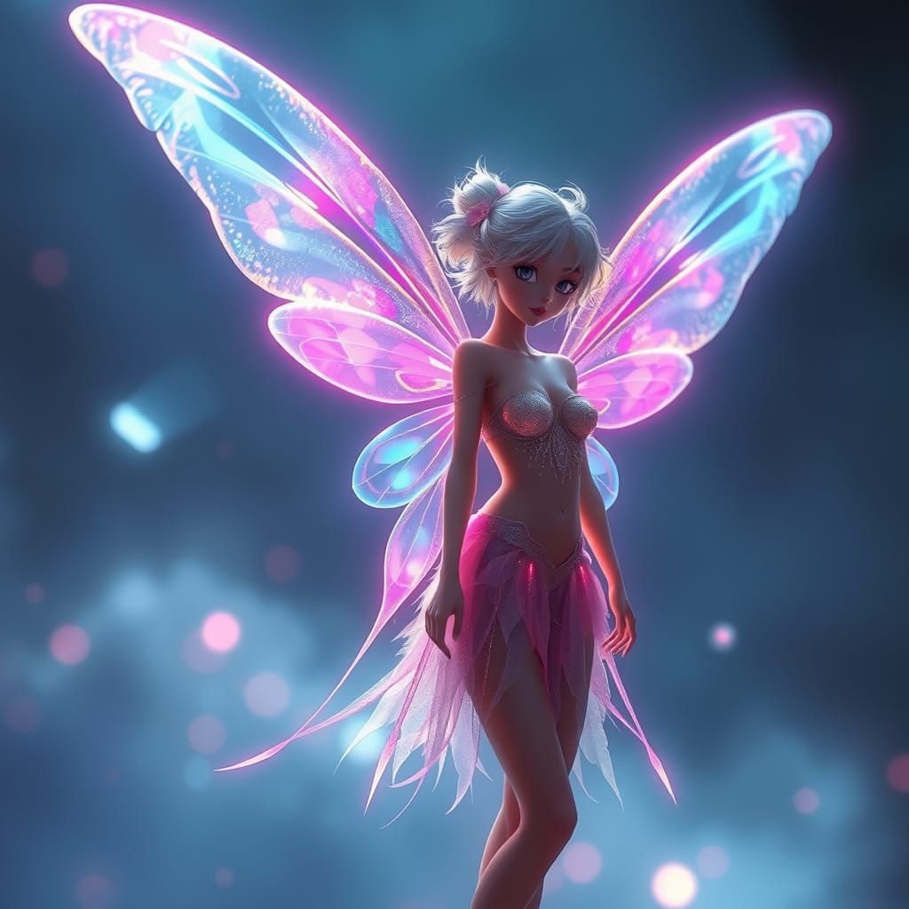 Iridescent Fairy Wings in Futuristic Digital Art