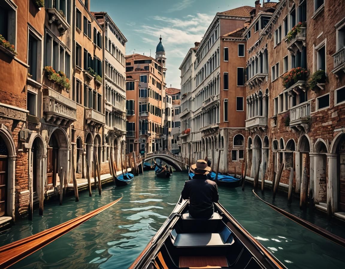 Gondola Ride in Venice: Hyperrealistic Architecture