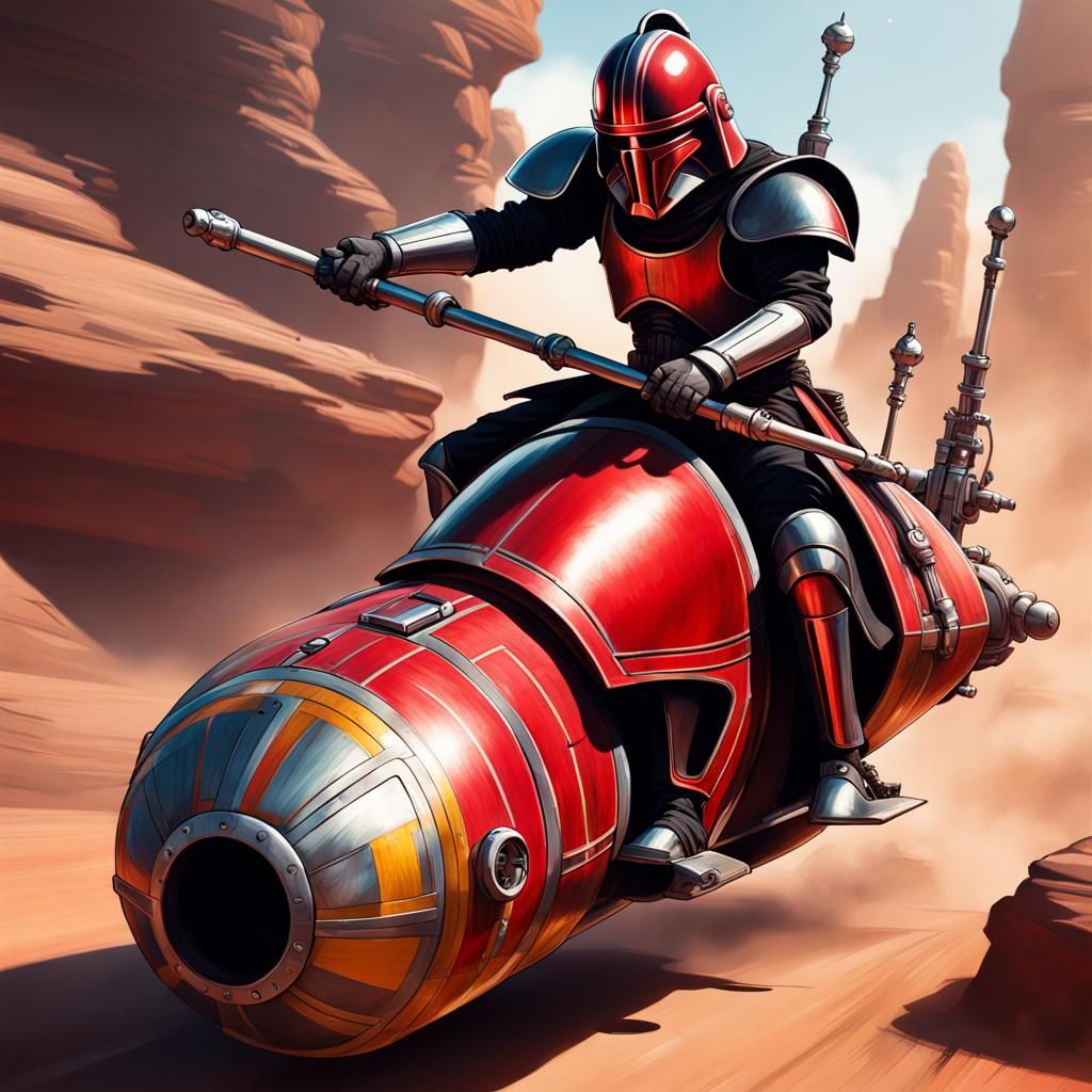 Medieval Knight on Speeder Bike: Hyperrealistic Concept Art