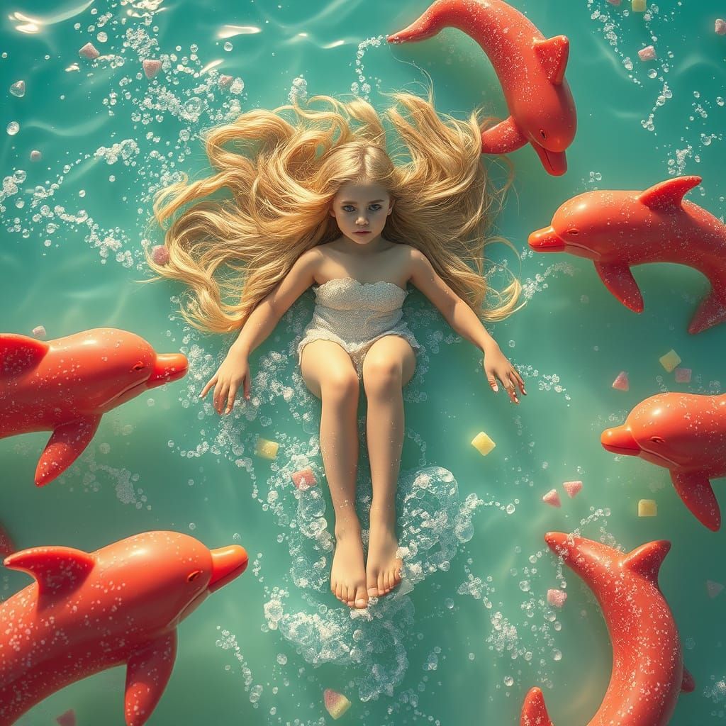 Dreamlike Soda Sea with Candy Dolphins