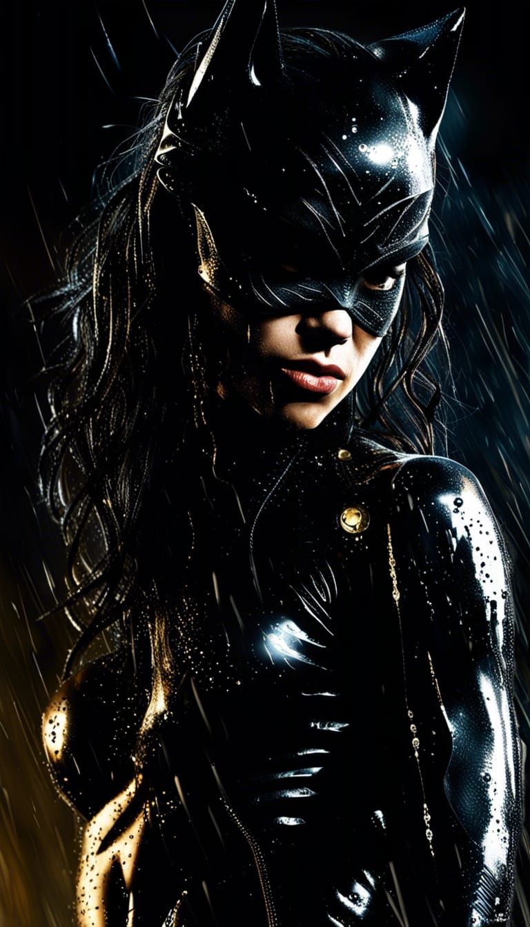 Catwoman Portrait in Dave McKean Graphic Novel Style