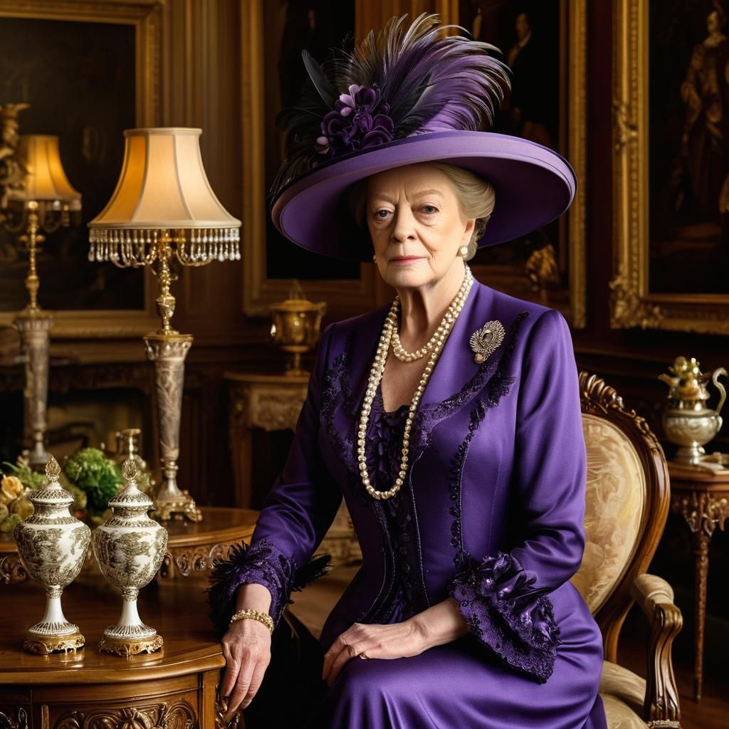 Violet Crawley in Opulent Victorian Drawing Room