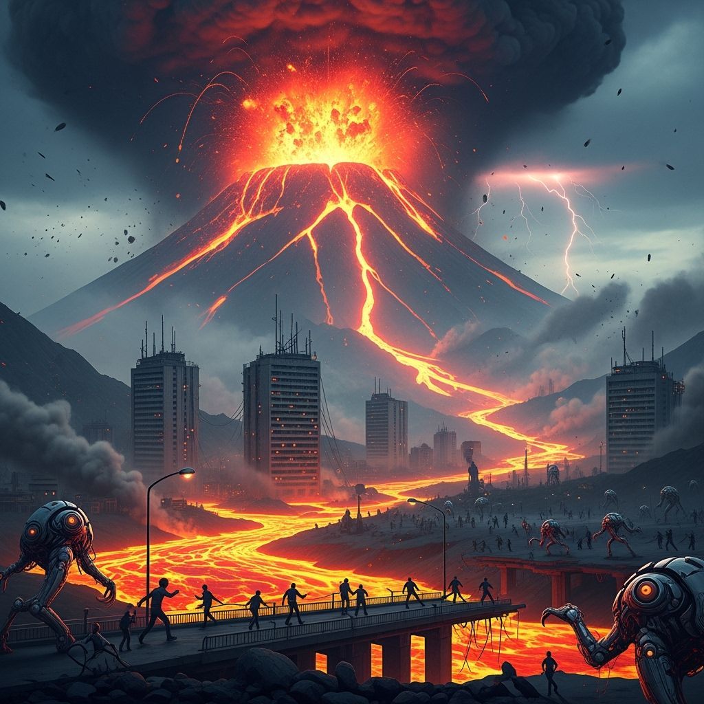 Volcano Eruption Engulfs Dystopian City