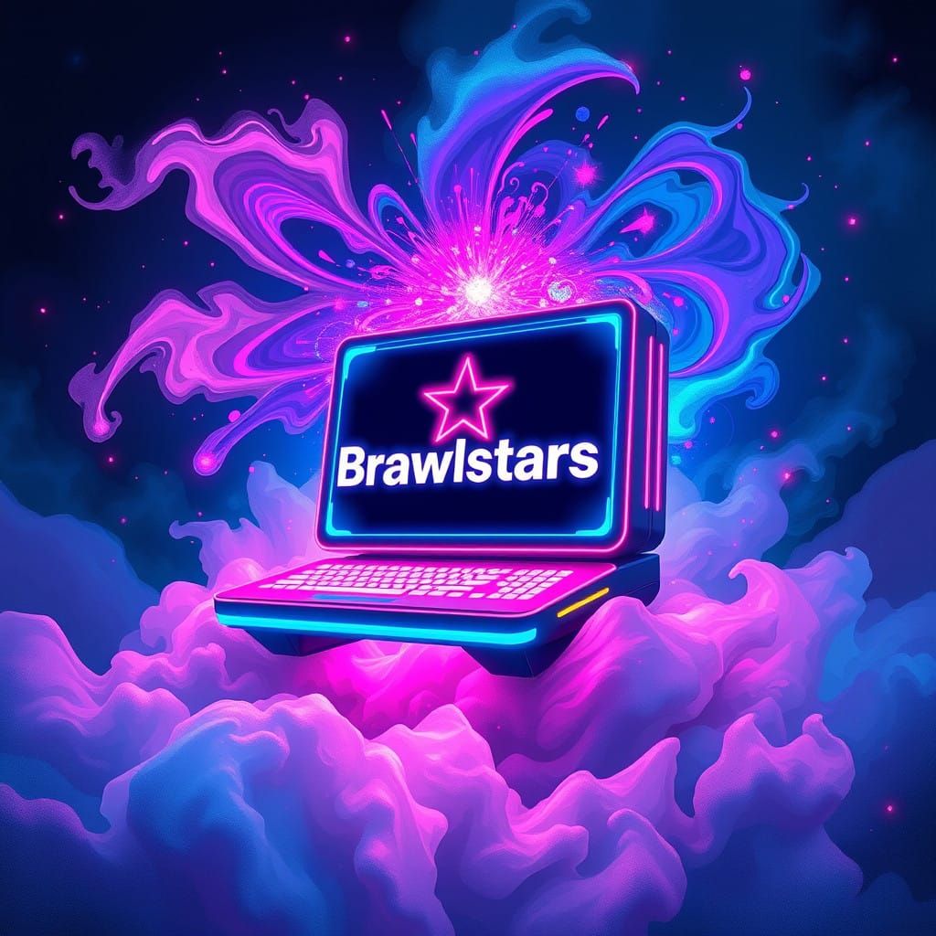 Surreal Neon Computer Glows in Cyberpunk Aesthetic