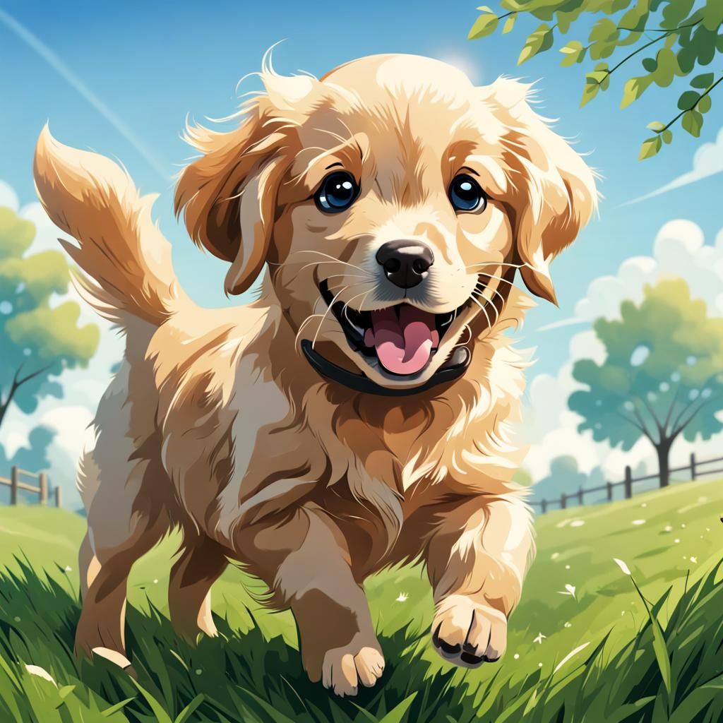 Cute Puppy Cartoon Illustration