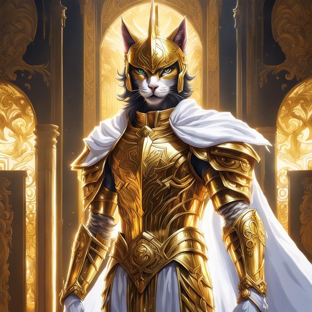 Golden Cat Saint in Shining Armor